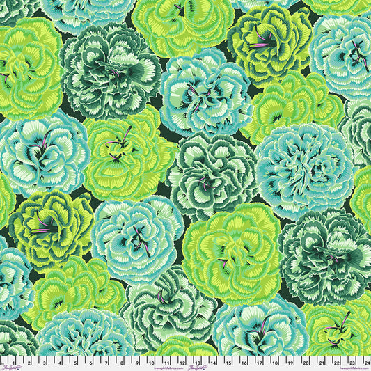 Picotee Carnations GREEN by Philip Jacobs for Kaffe Fassett Collective Sold by the Half Yard