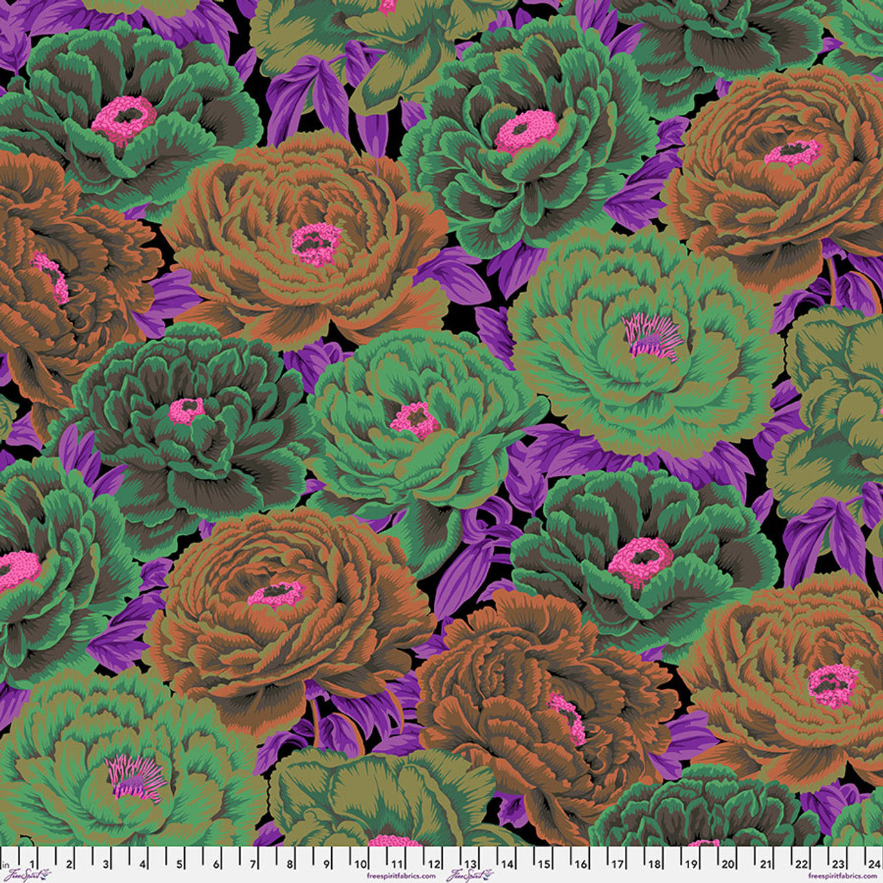 Tibetan Peony DARK by Philip Jacobs for Kaffe Fassett Collective Sold by the Half Yard