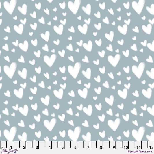 *PRE-ORDER Cloud Hearts - Blue Love Letters by Club Hauer for Free Spirit Fabric PWRH131.BLUE