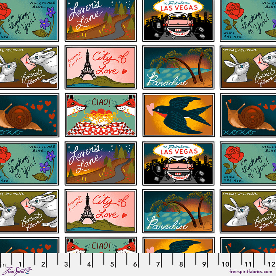 *PRE-ORDER Postcards -Multi Love Letters by Club Hauer for Free Spirit Fabric PWRH133.MULTI