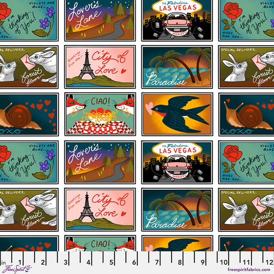 *PRE-ORDER Postcards -Multi Love Letters by Club Hauer for Free Spirit Fabric PWRH133.MULTI