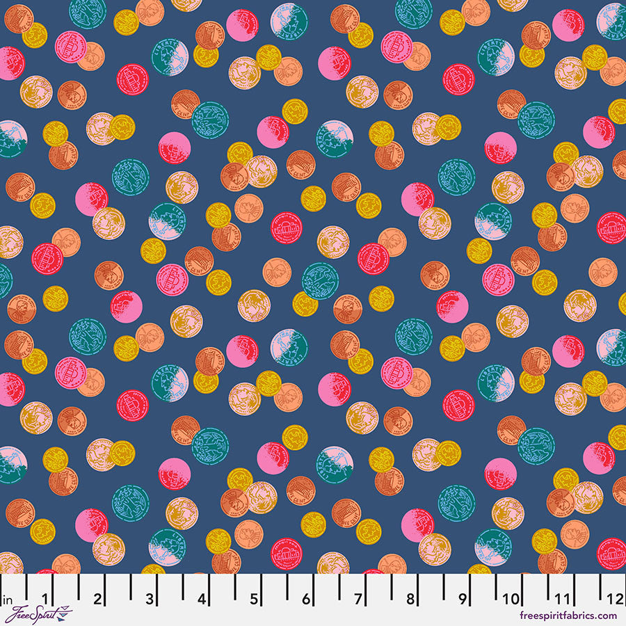 Market Days THRIFTY Navy by Stacy Peterson for Free Spirit Fabrics Sold by the Half Yard