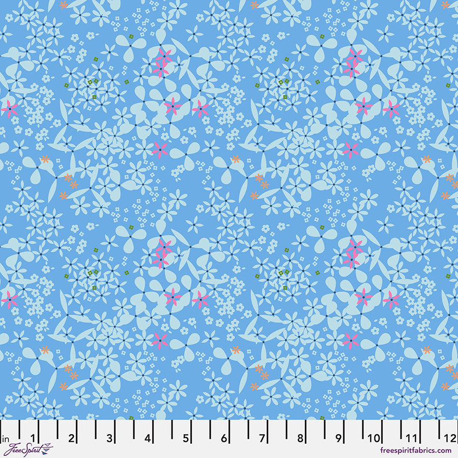 Market Days DOODAH Blue by Stacy Peterson for Free Spirit Fabrics Sold by the Half Yard