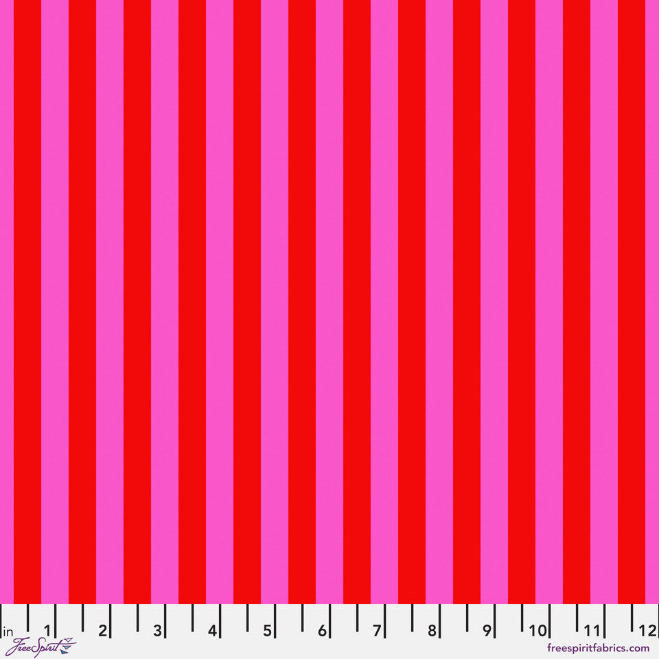 Tent Stripe PEONY Pink / Red True Colors by Tula Pink Sold by the Half Yard