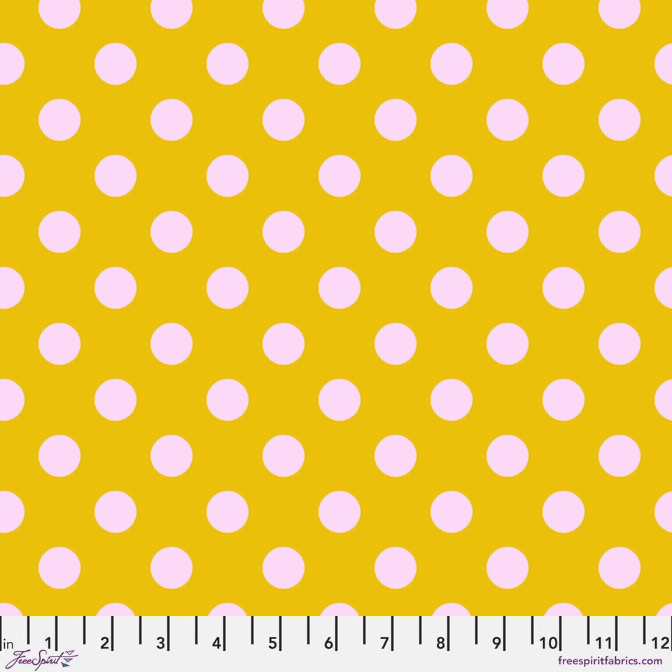 Pom Pom Spot MARIGOLD Yellow True Colors by Tula Pink Sold by the Half Yard