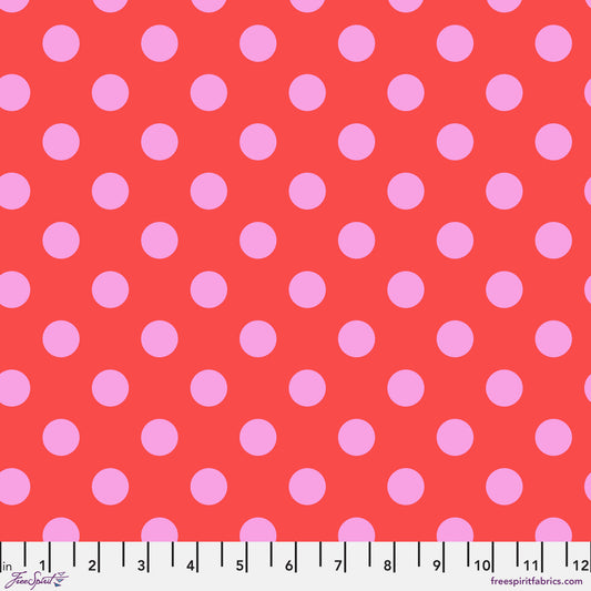 Pom Pom Spot POPPY Red True Colors by Tula Pink Sold by the Half Yard