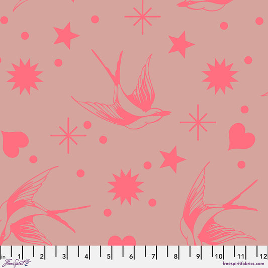 Neon Fairy Flakes NOVA Pink NEON TRUE COLORS by Tula Pink Fabric Sold by the Half Yard