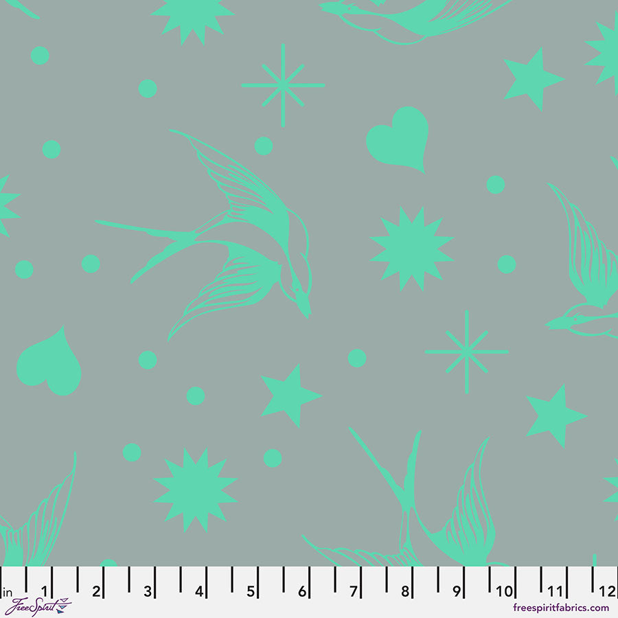 Neon Fairy Flakes SPIRIT Blue NEON TRUE COLORS by Tula Pink Fabric Sold by the Half Yard