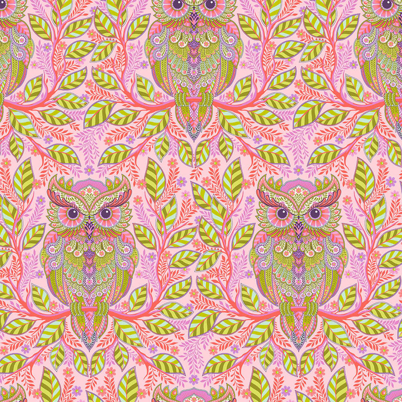 FreeSpirit Fabrics Full Moon Forest II Tula Pink Hootie Patootie in Honey Pink