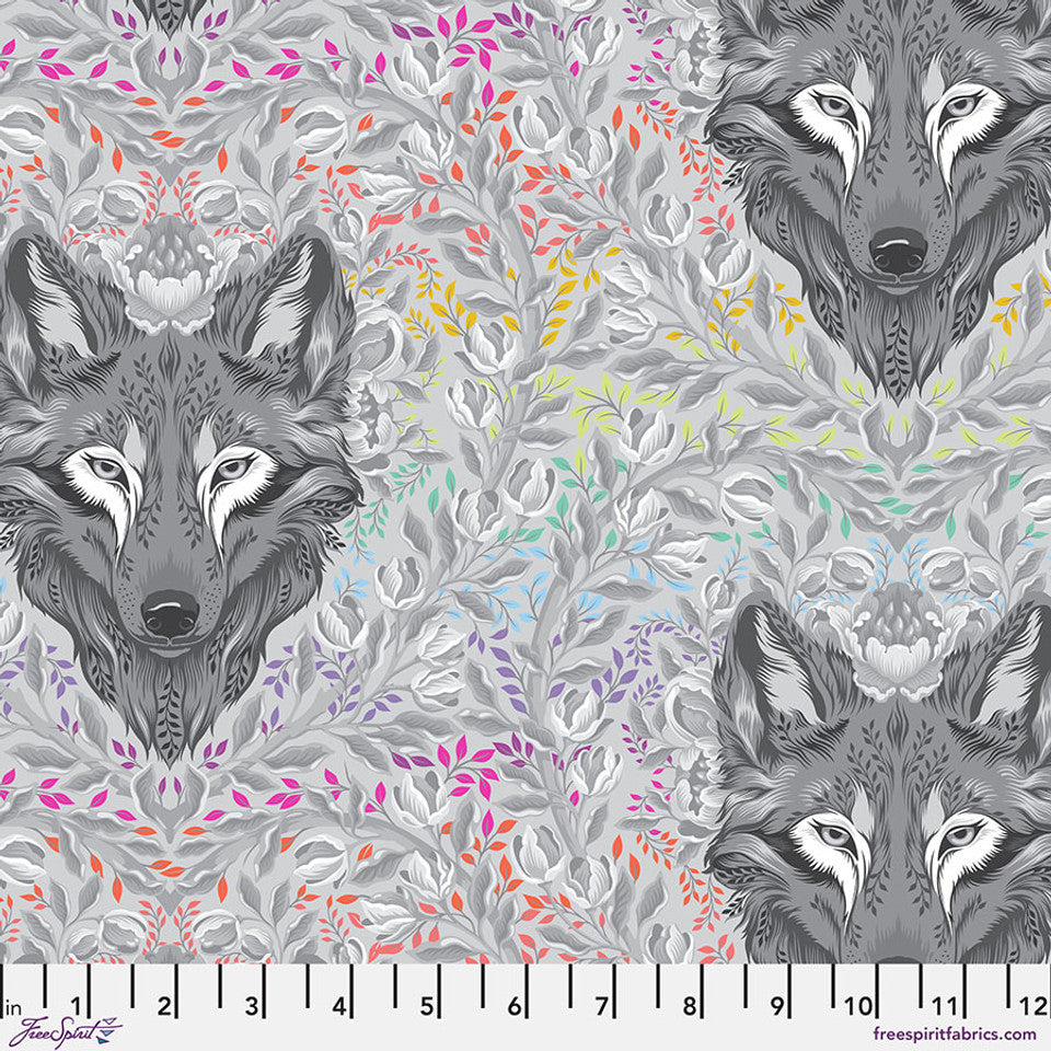 Wolf of Pink Street FOG GRAYWORK True Colors by Tula Pink Sold by the Half Yard