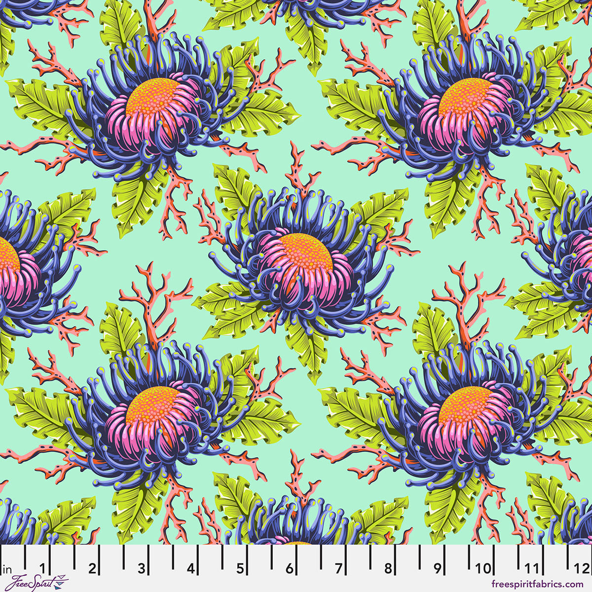 Friends & Anemones SEAFOAM Floral Reef by Tula Pink Sold by the Half Yard