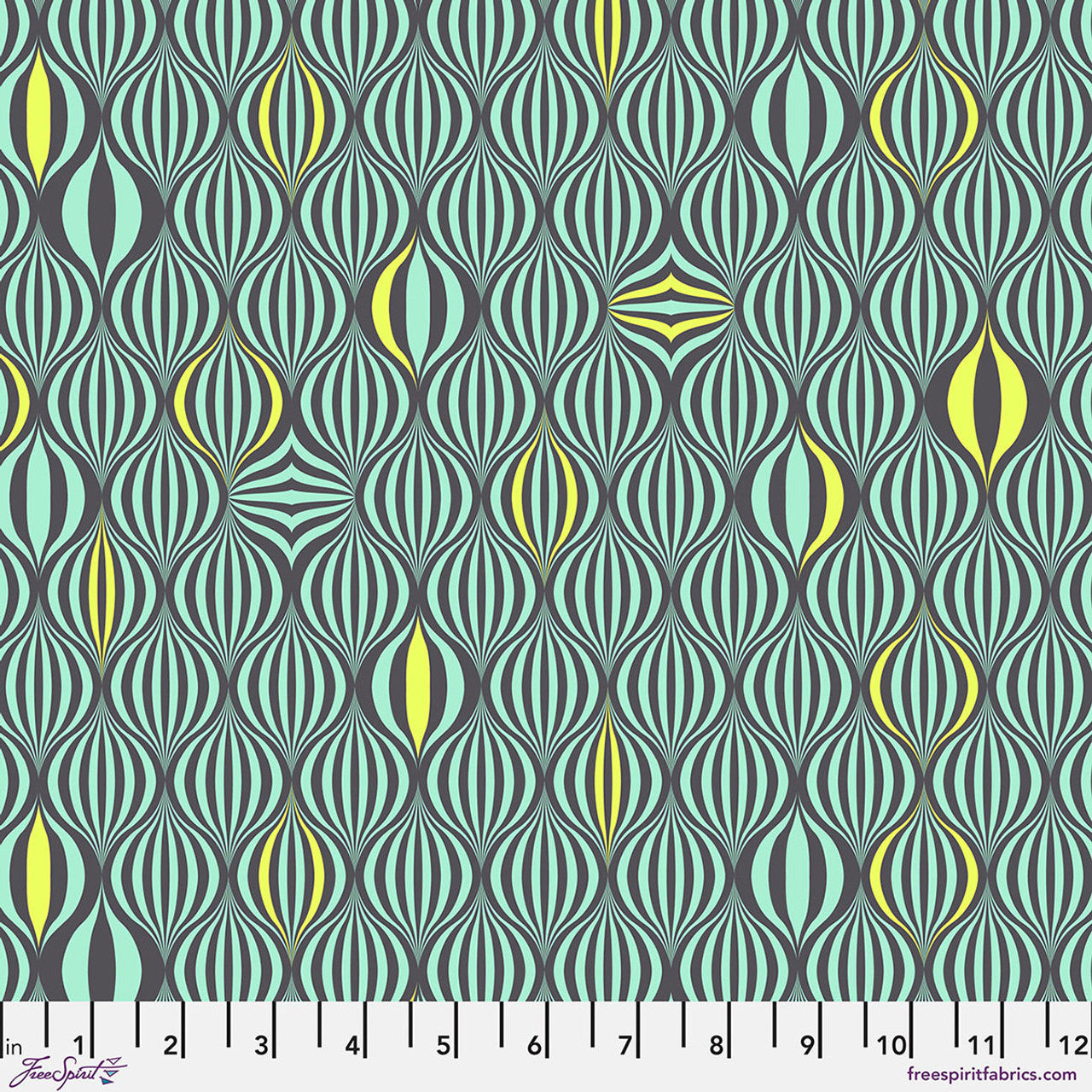 Light the Way MOONBEAM Green UNTAMED Tula Pink Fabric Sold by the Half Yard