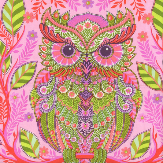 FreeSpirit Fabrics Full Moon Forest II Tula Pink Hootie Patootie in Honey Pink