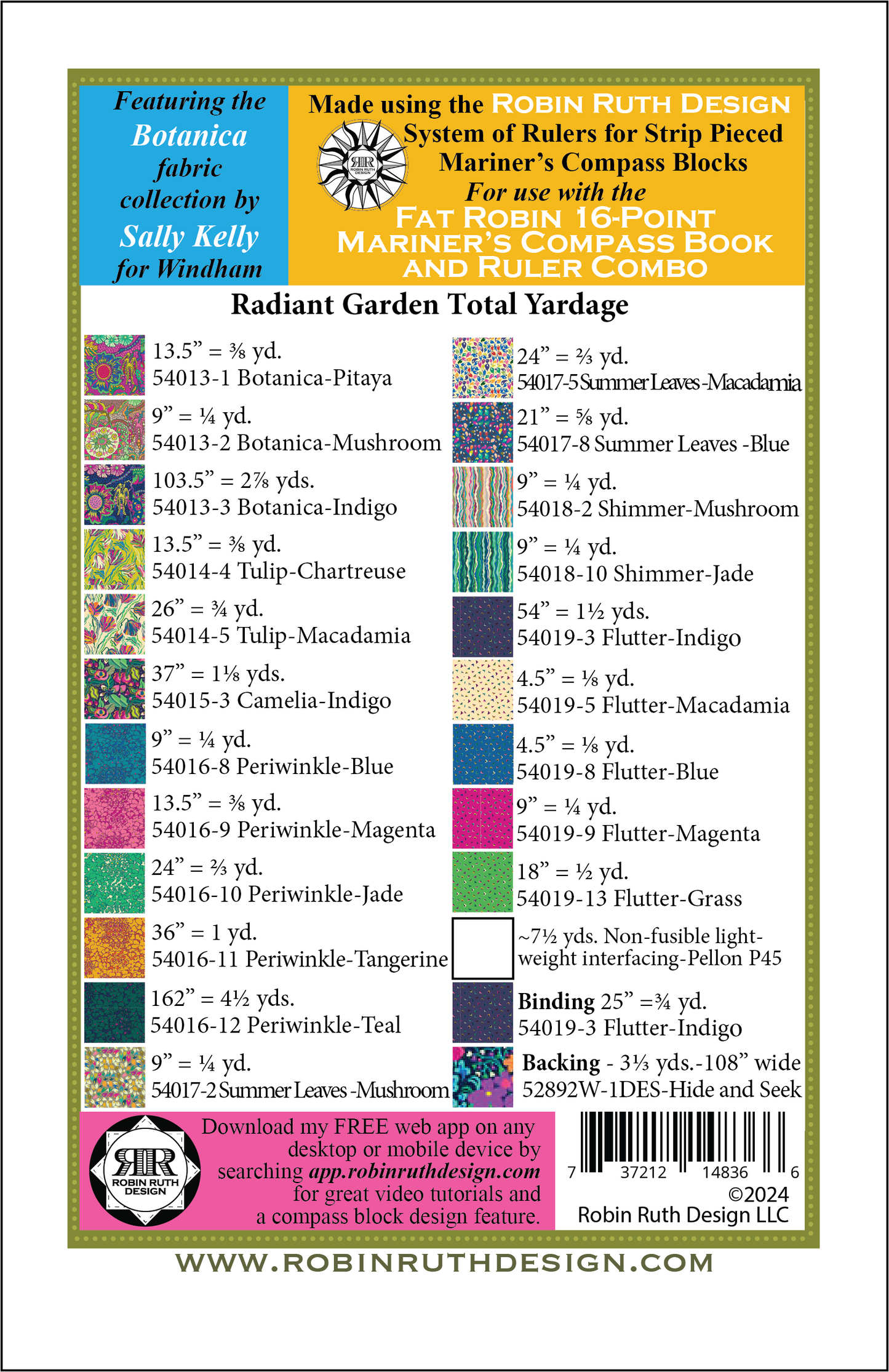 RR241 Radiant Garden Fat Robin Quilt Pattern