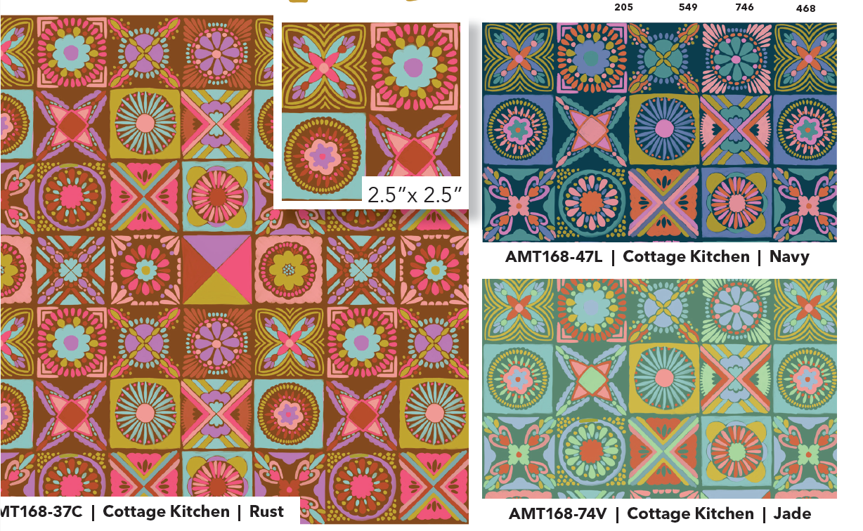 AMT168-47L Rhapsody Cottage Kitchen Navy by Anna Maria Textiles Sold by the Half Yard