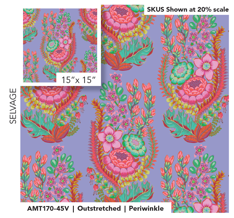 AMT170-45V Rhapsody Outstretched Periwinkle by Anna Maria Textiles Sold by the Half Yard
