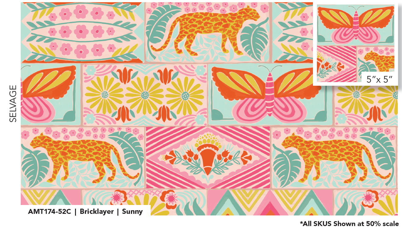 AMT174-52C Rhapsody Bricklayer Sunny by Anna Maria Textiles Sold by the Half Yard