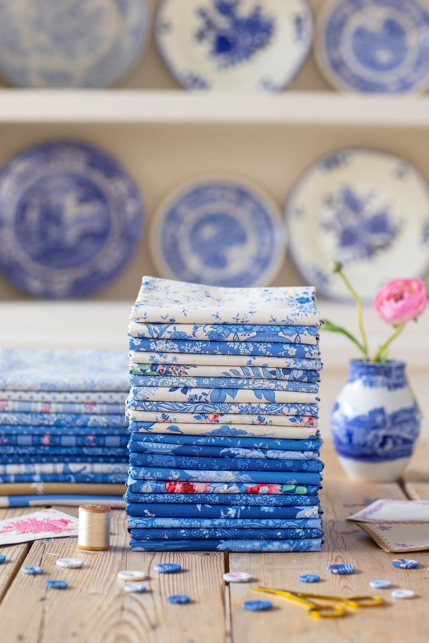 TIL110172 Something Blue - Labels and Ornaments Ochre Tilda Fabric Sold by the Half Yard