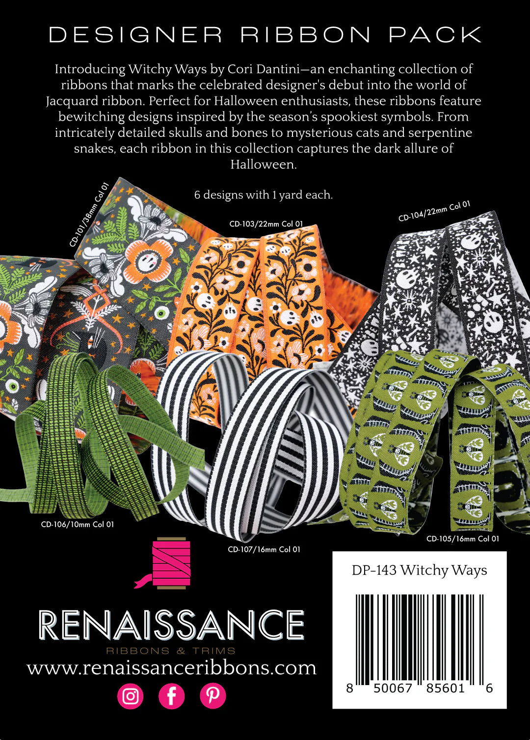 WITCHY WAYS PUMPKIN DESIGNER Ribbon PACK by CORI DANTINI for Renaissance Ribbons