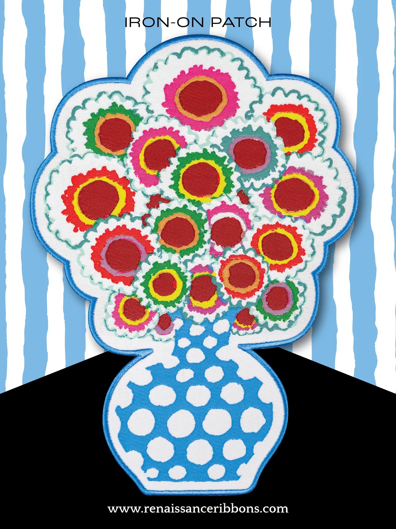 KAFFE FASSETT X OLISO - BOUQUET IRON-ON WOVEN PATCH - 5" X 7" by Renaissance Ribbons