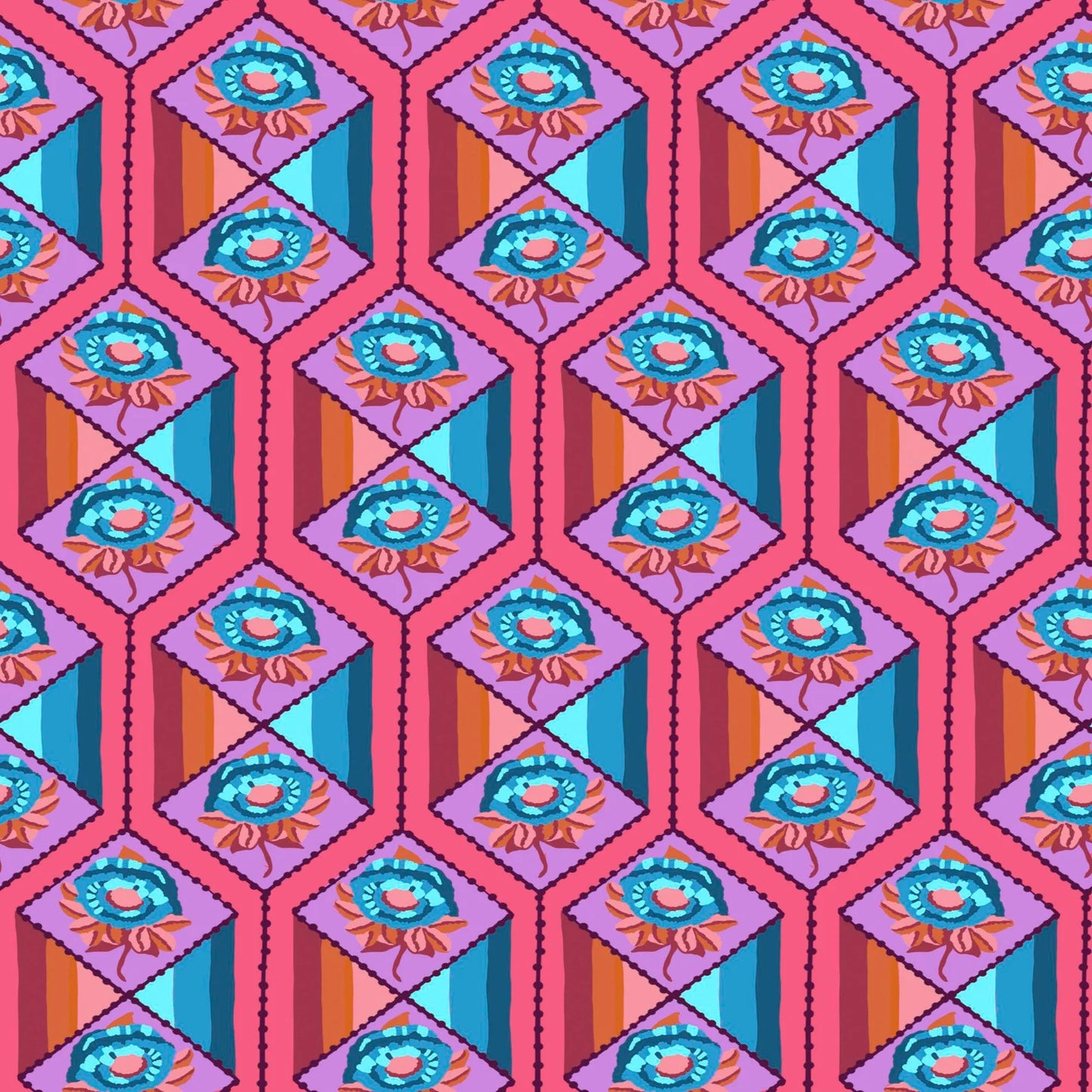 PWAH157.CORAL Facets by Anna Maria Sold by the Half Yard