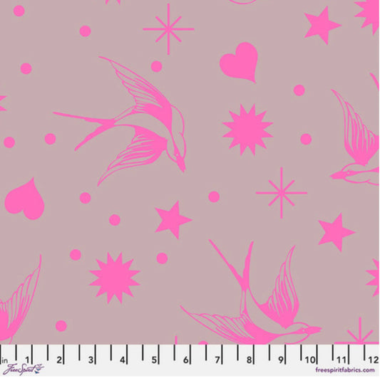 Neon Fairy Flakes COSMIC Pink NEON TRUE COLORS by Tula Pink Fabric Sold by the Half Yard