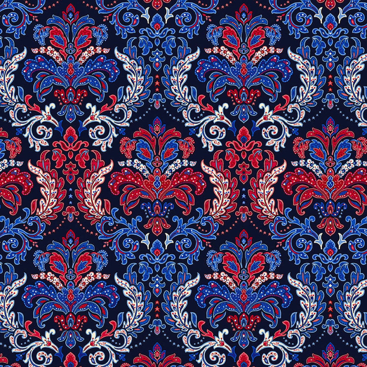 3197W-77 Liberty Hill Damask 108 in Quilt Backing NAVY by Color Principle for Henry Glass Fabric