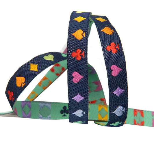 Suited and Booted Navy -3/8"-Tula Pink Curiouser Ribbon by the yard Renaissance Ribbons