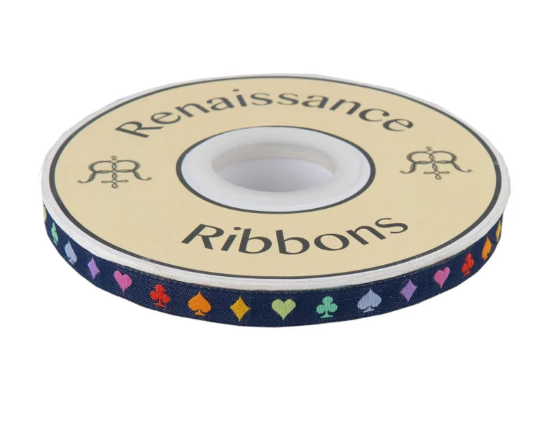 Suited and Booted Navy -3/8"-Tula Pink Curiouser Ribbon by the yard Renaissance Ribbons