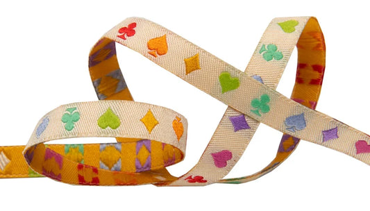 Tula Pink - Curiouser Suited and Booted Ecru-3/8" Ribbon by the yard Renaissance Ribbons