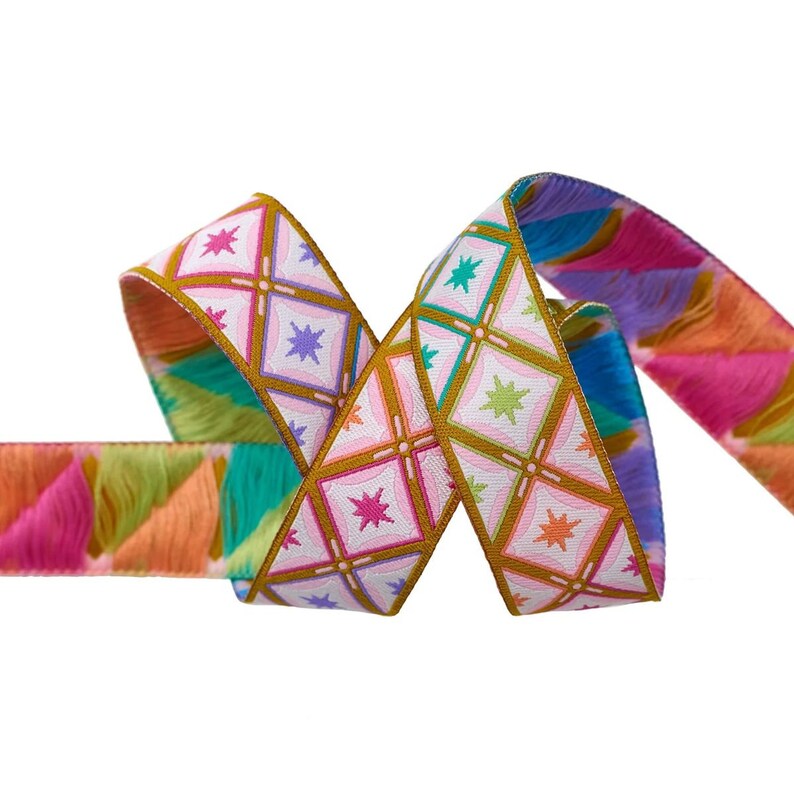 Tula Pink - ROAR! - Stargazer in Mint - 7/8" Width Ribbon by Renaissance Ribbons