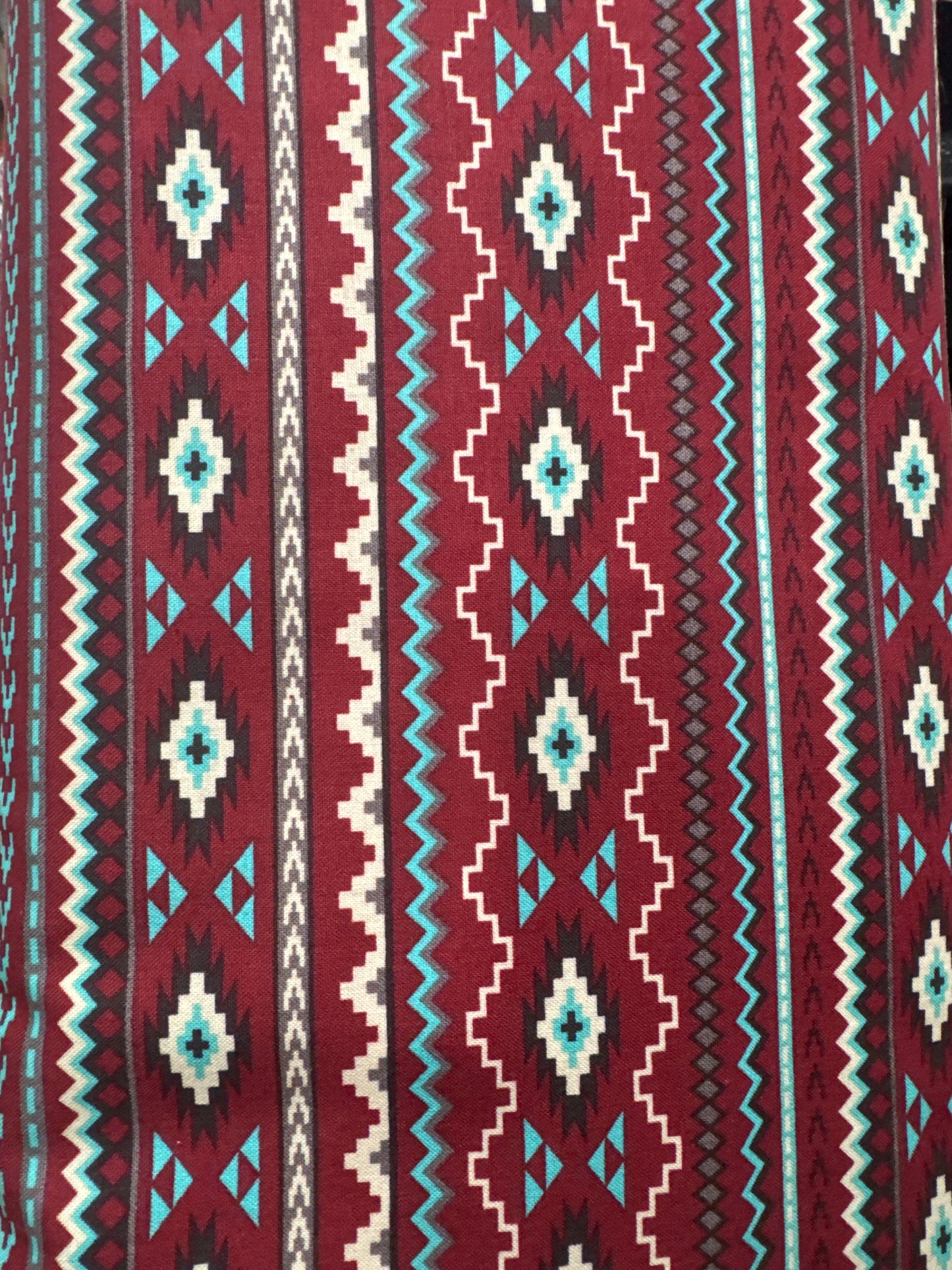 Brother Sister Design Aztec Stripes Southwestern Fabric Red Turquoise