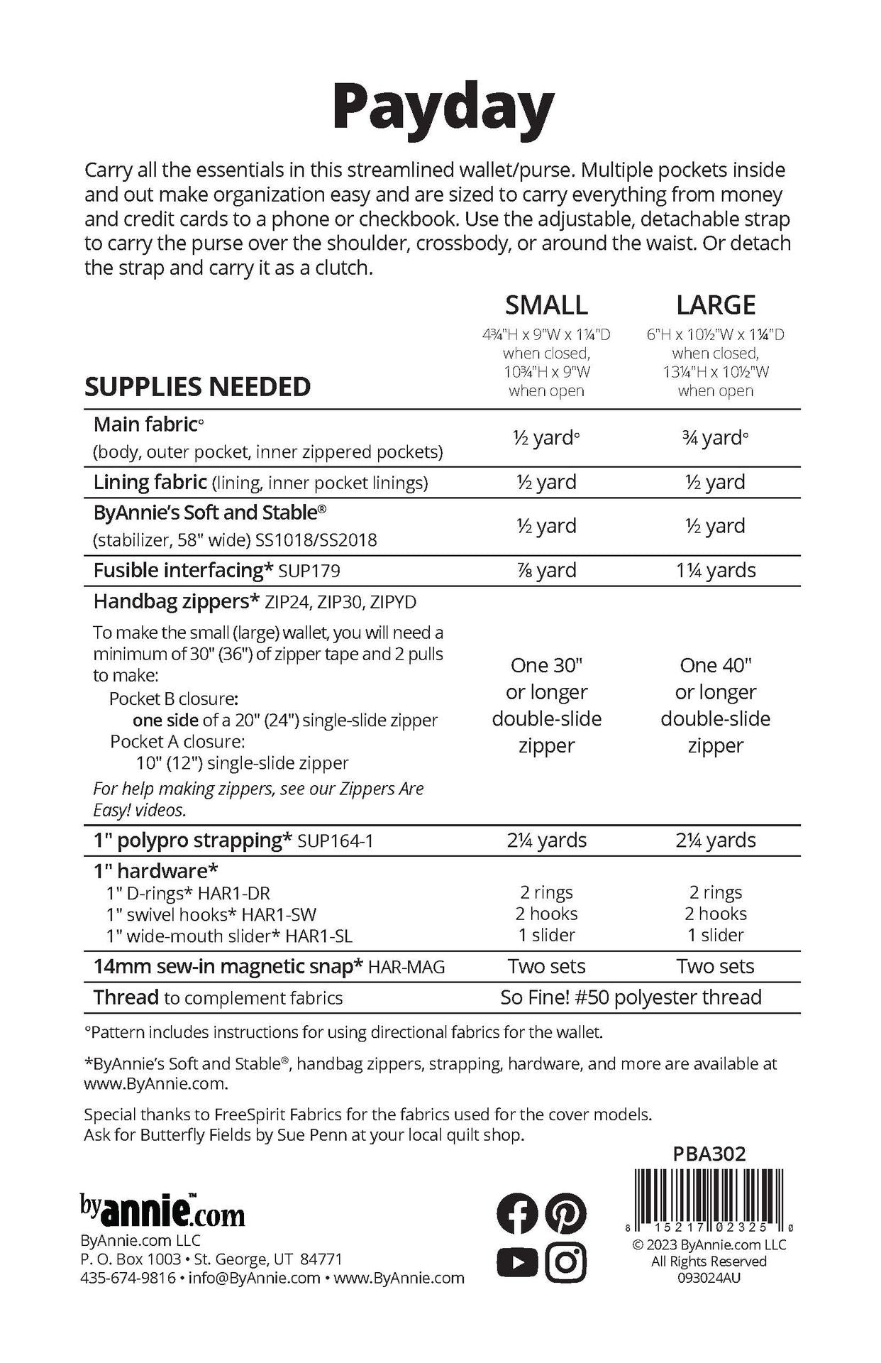 Payday Wallet Sewing Pattern By Annie