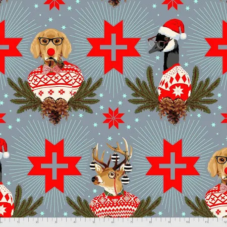 Buck Buck Goose Blue Spruce Flannel Holiday Homies by Tula Pink Fabric