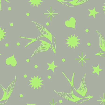 Neon Fairy Flakes KARMA Green NEON TRUE COLORS by Tula Pink Fabric