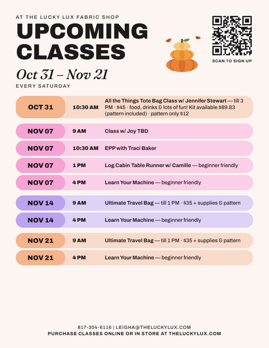 Updated Class Schedule as of 10.26.2026