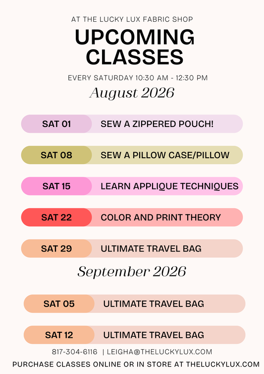 Class Schedule August - September 2026