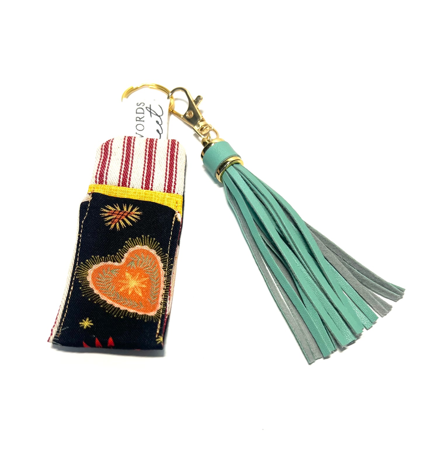 Hearts Fringe Chapstick Oil Holder Keychain handmade