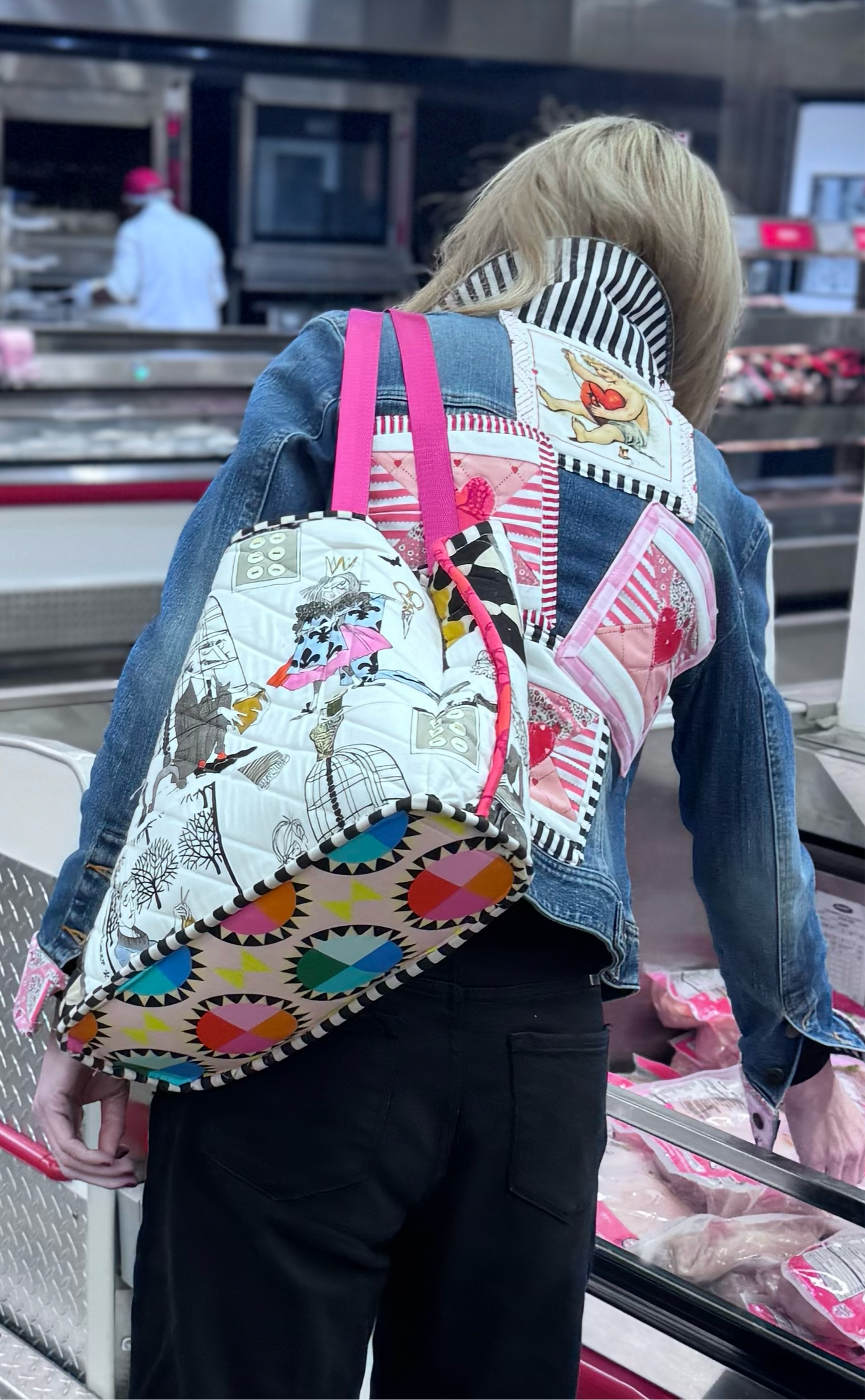 VALENTINE LOVE NOTES Appliqué Quilted Denim Jacket