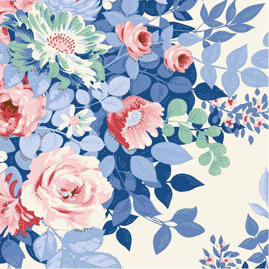 TIL100665 Something Blue - Whimsyflower Cream Tilda Fabric Sold by the Half Yard