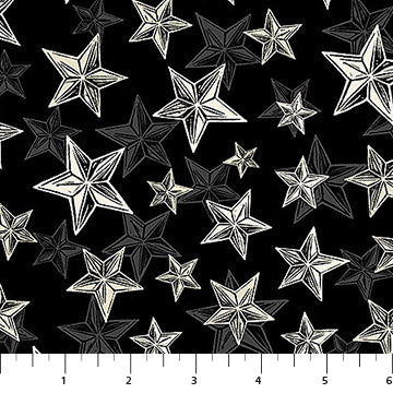 10713-99 Haunted Hollow STARS Nightfall BY Patrick Lose for Northcott Fabrics Sold By the Half Yard