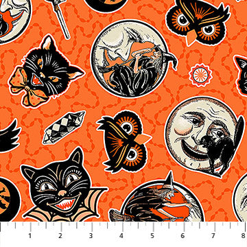 10714-59 Haunted Hollow EPHEMERA By Patrick Lose for Northcott Fabrics Sold By the Half Yard
