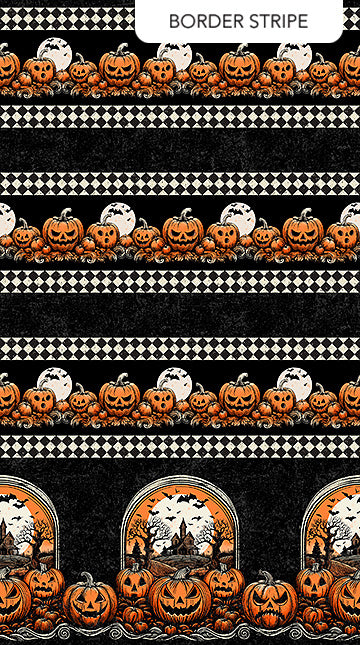 10718-99 Haunted Hollow BORDER STRIPE By Patrick Lose for Northcott Fabrics Sold By the Half Yard