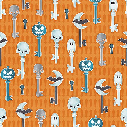 1448g-33 Follish Mortals Keys Orange Fabric for Henry Glass