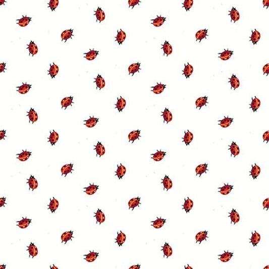 1552-08 Enchanted Forest Tossed Ladybugs White/Red for Henry Glass