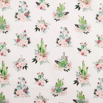 Cactus Bouquet Floral Roses Fabric