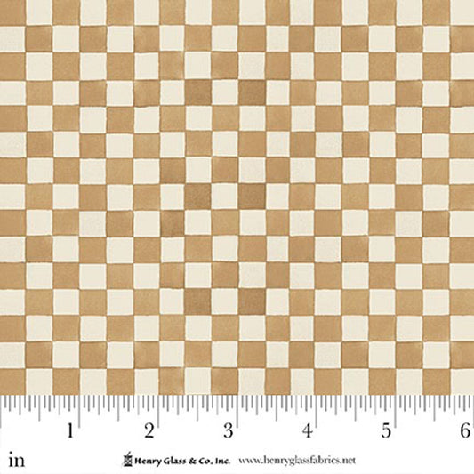 1889-33 Beige || Hello Pumpkin Tan Check Dawn Rosengren Fabric for Henry Glass