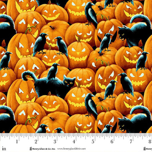 1961G-39 AFTERLIFE PARTY Pumpkin Patch Glow in the Dark by Gail Green for Henry Glass