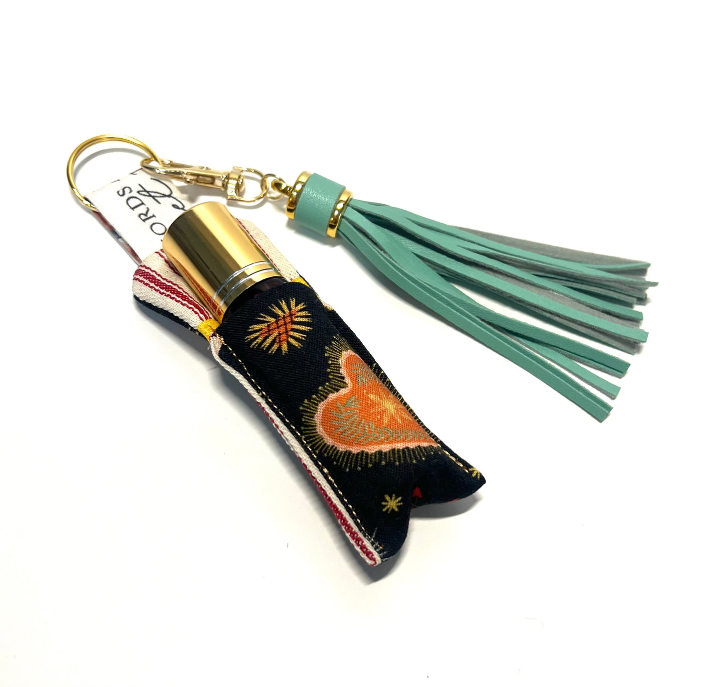 Hearts Fringe Chapstick Oil Holder Keychain handmade