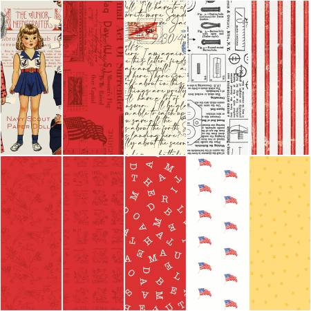 Sew America 1 Yard Bundle Gray 10pc by J. Wecker Frisch for Riley Blake